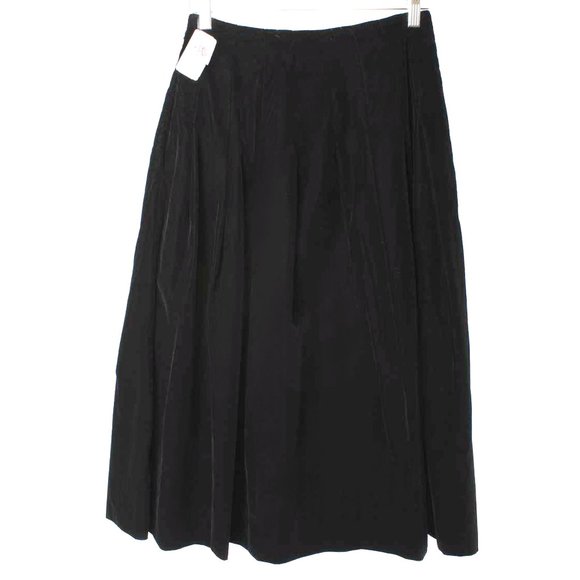 VICTOR COSTA Black Velvet Midi Tea Length A-Line Skirt with Pockets NWT - Picture 3 of 11